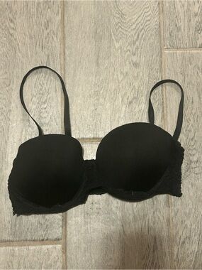 curve necessities Black Lace Trim Women's Push-Up Bra -size 34C